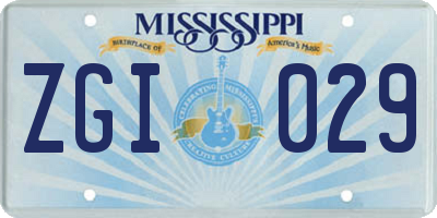 MS license plate ZGI029
