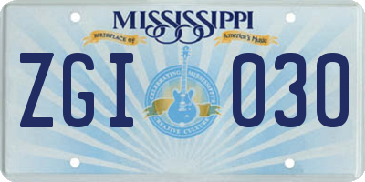 MS license plate ZGI030