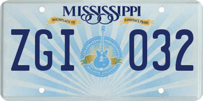MS license plate ZGI032