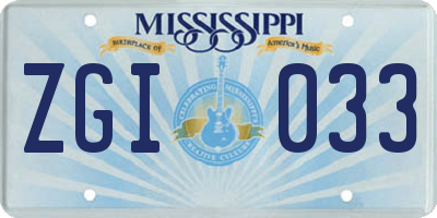 MS license plate ZGI033