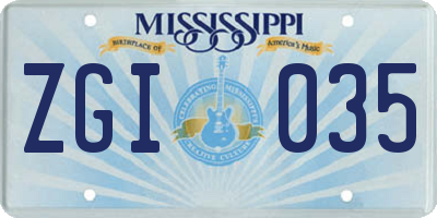 MS license plate ZGI035