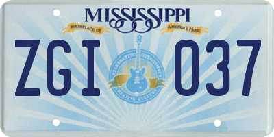 MS license plate ZGI037