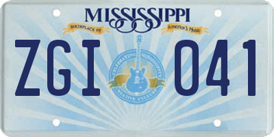 MS license plate ZGI041
