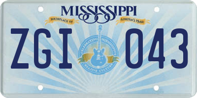 MS license plate ZGI043