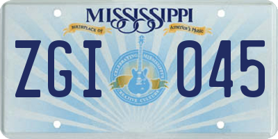 MS license plate ZGI045