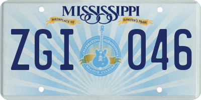 MS license plate ZGI046