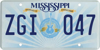 MS license plate ZGI047