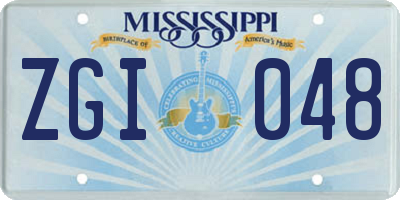 MS license plate ZGI048