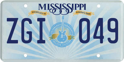 MS license plate ZGI049