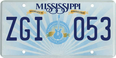 MS license plate ZGI053