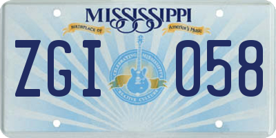 MS license plate ZGI058