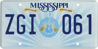 MS license plate ZGI061