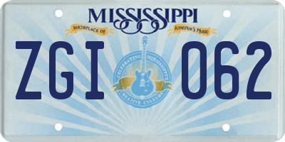 MS license plate ZGI062