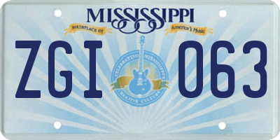 MS license plate ZGI063