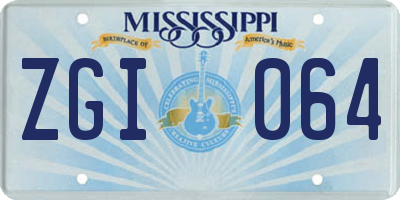 MS license plate ZGI064