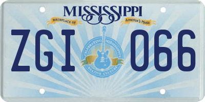 MS license plate ZGI066