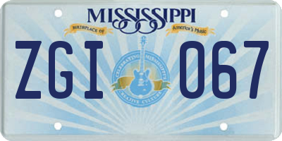 MS license plate ZGI067
