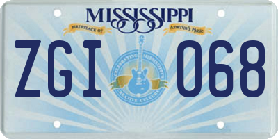 MS license plate ZGI068