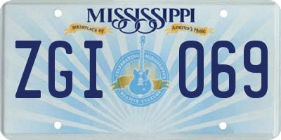 MS license plate ZGI069