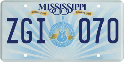 MS license plate ZGI070