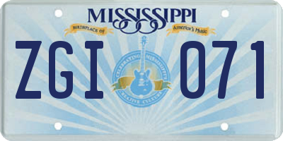 MS license plate ZGI071