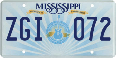 MS license plate ZGI072