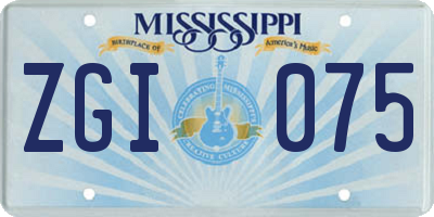 MS license plate ZGI075