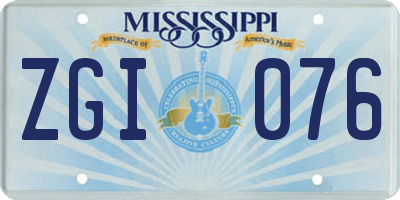 MS license plate ZGI076