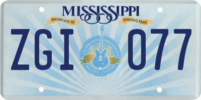MS license plate ZGI077