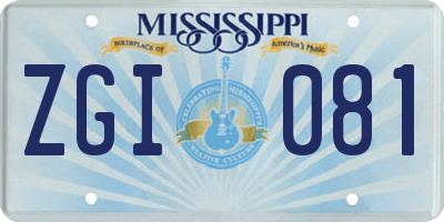 MS license plate ZGI081