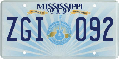 MS license plate ZGI092