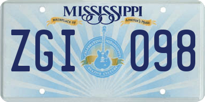MS license plate ZGI098
