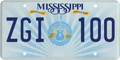 MS license plate ZGI100