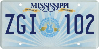 MS license plate ZGI102