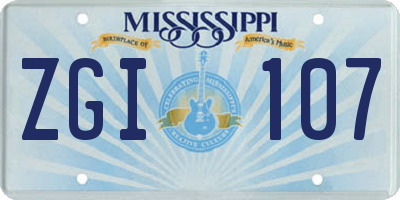 MS license plate ZGI107