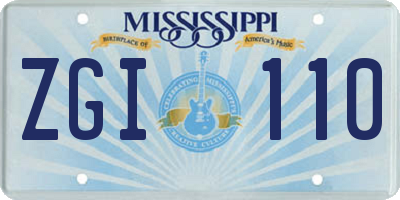 MS license plate ZGI110