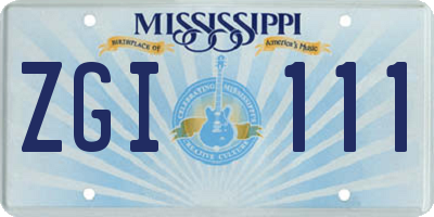 MS license plate ZGI111