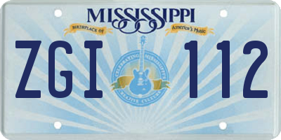 MS license plate ZGI112