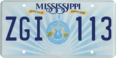 MS license plate ZGI113