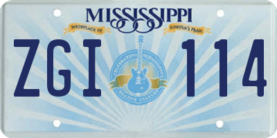MS license plate ZGI114