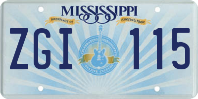 MS license plate ZGI115