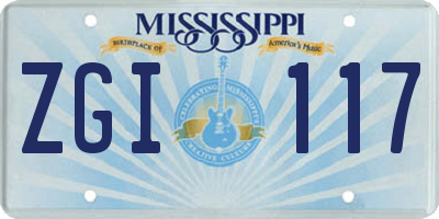 MS license plate ZGI117