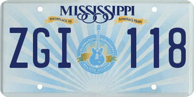 MS license plate ZGI118