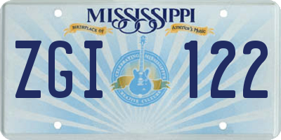 MS license plate ZGI122