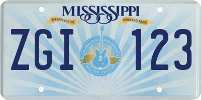 MS license plate ZGI123