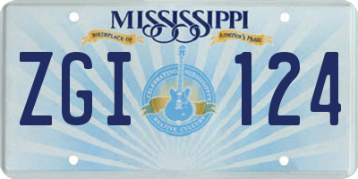 MS license plate ZGI124