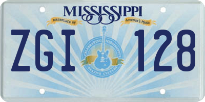 MS license plate ZGI128