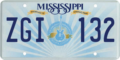 MS license plate ZGI132