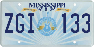 MS license plate ZGI133