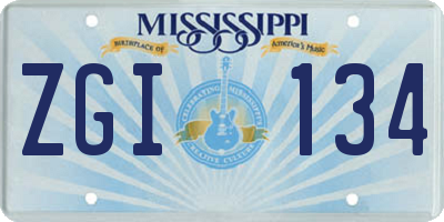 MS license plate ZGI134